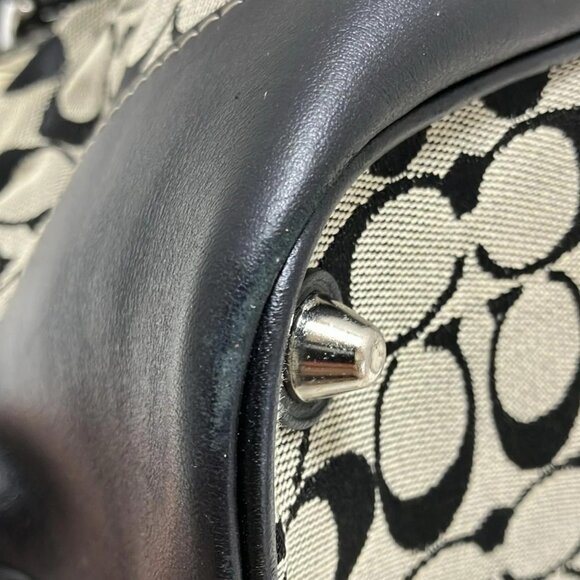 Auth COACH Signature Carryall Tote 7052 Cream Black Jacquard Leather - Tote Bag - Picture 12 of 12